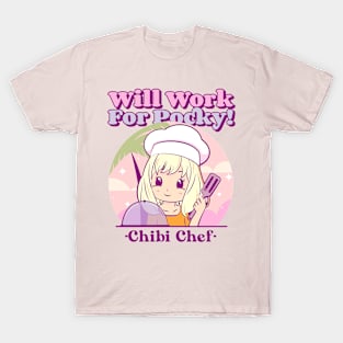 Will Work for Pocky! Chibi Chef Chibi Anime T-Shirt